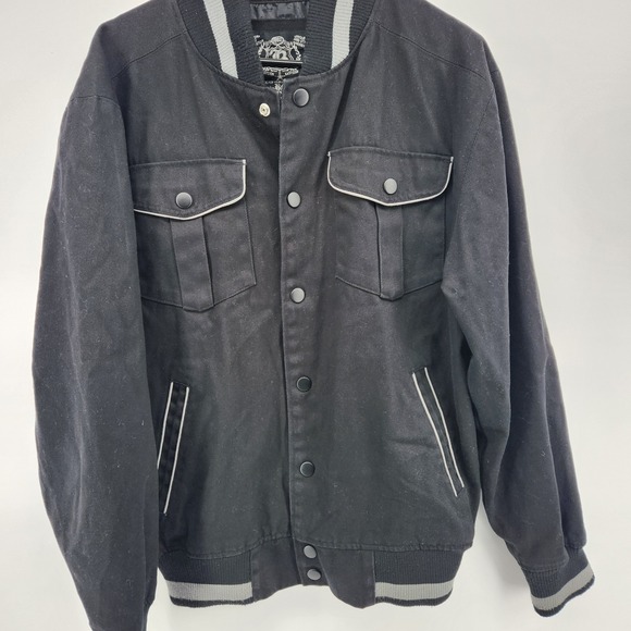 VTG Varsity Jacket XL Black and Gray Prep‎ Emo - Picture 3 of 5